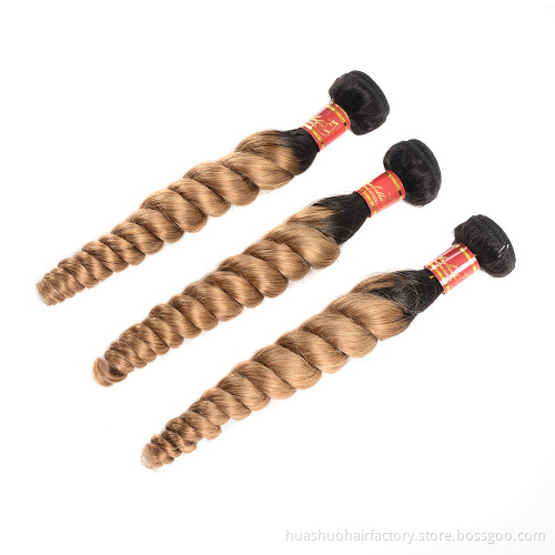 Wholesale Top Quality Machine Double Weft Thick Hair Weave T1B27 Burmese Double Loose Wave Hair Bundles For Black Woman